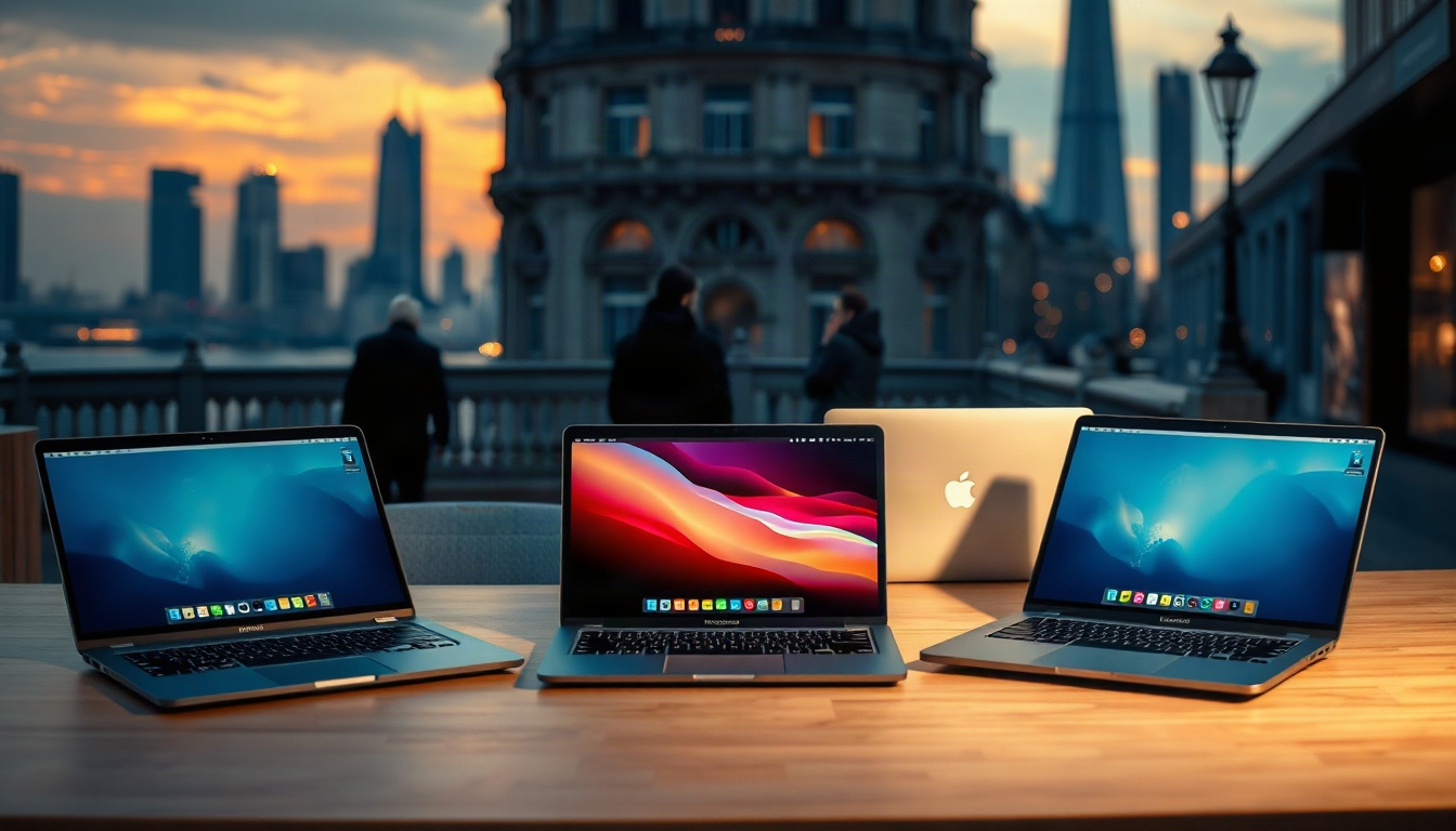 노트북 추천 - flat lay of five different laptops arranged on a light wooden desk, laptop recommendation 2026 comparison concept