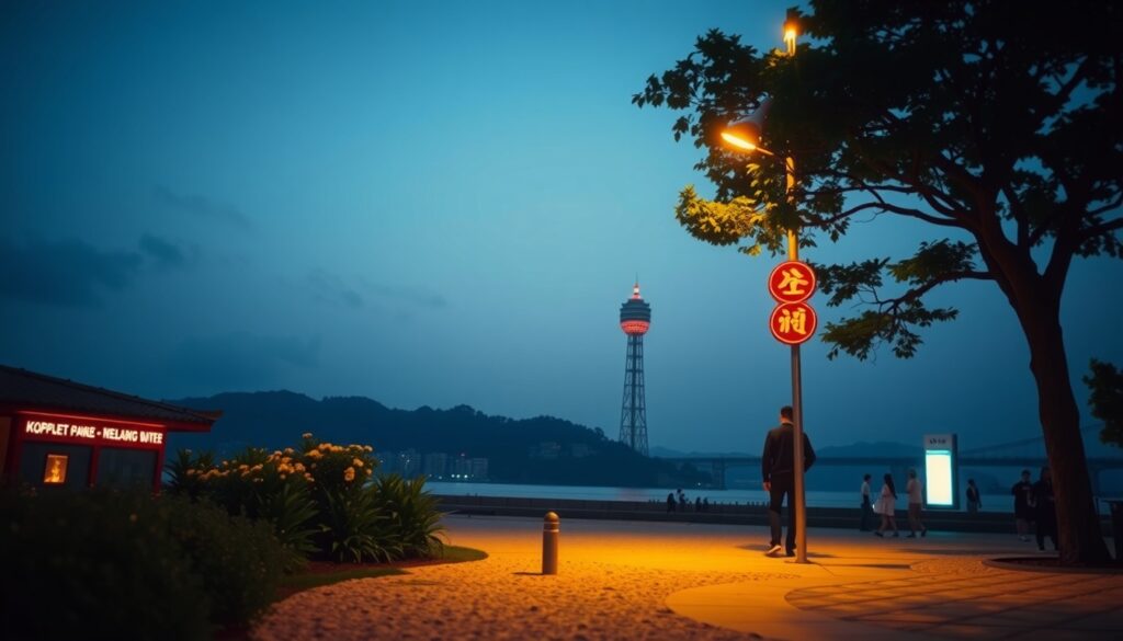 여름 휴가철 - serene summer travel destination in Korea, quiet beach with lush greenery, peaceful atmosphere, no crowds, natural landscape