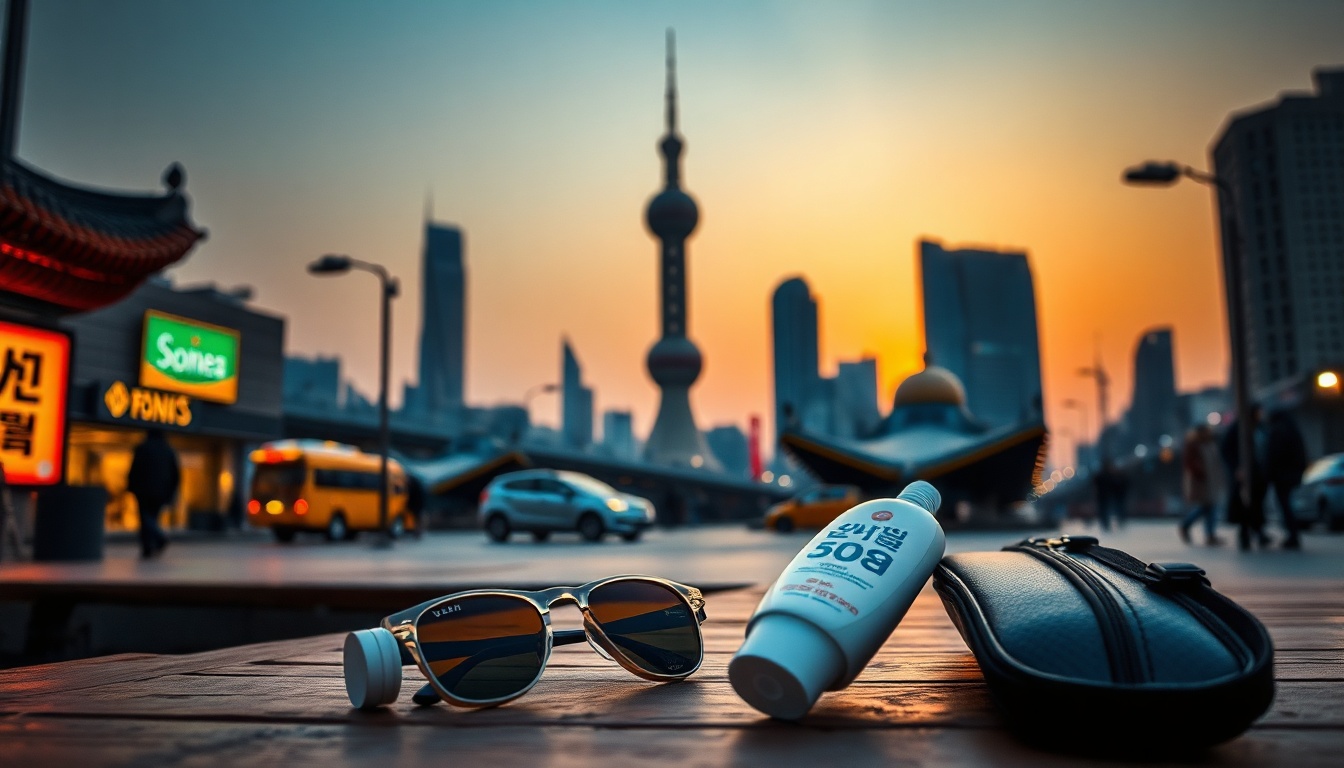 여름 휴가철 - Korean summer travel concept, flat lay of travel essentials including sunscreen, hat, map, and journal on white background, summer vacation planning
