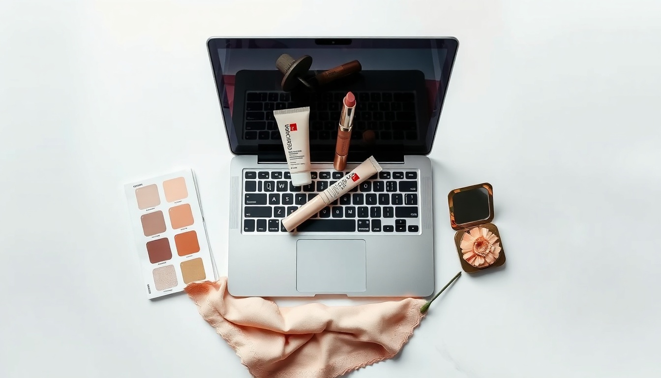 무료 디자인 툴 - flat lay of laptop, color palette swatches, and design tools on white desk, free design tools concept