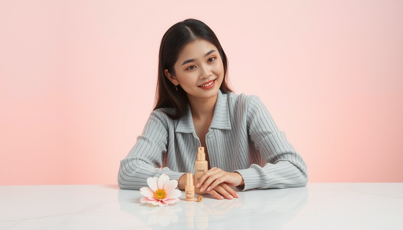 캐주얼 코디 - Korean woman full body shot with face visible, wearing casual daily outfit in trendy style, standing in urban street background