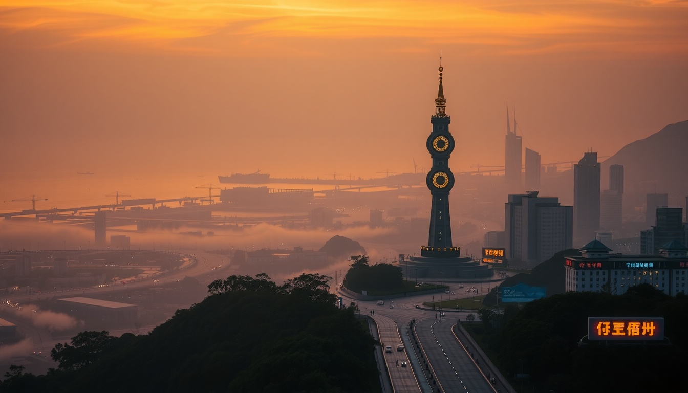낭만이 머무는 - aerial view of Chungnam coastal landscape in summer with golden sunset light, travel destination concept