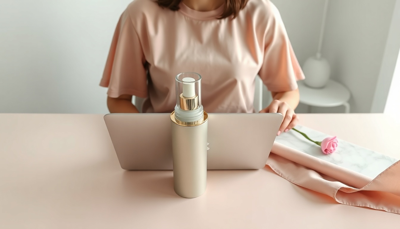 무료 디자인 툴 - Korean woman upper body shot with face visible, sitting at desk using laptop for design work, natural hands, soft warm lighting
