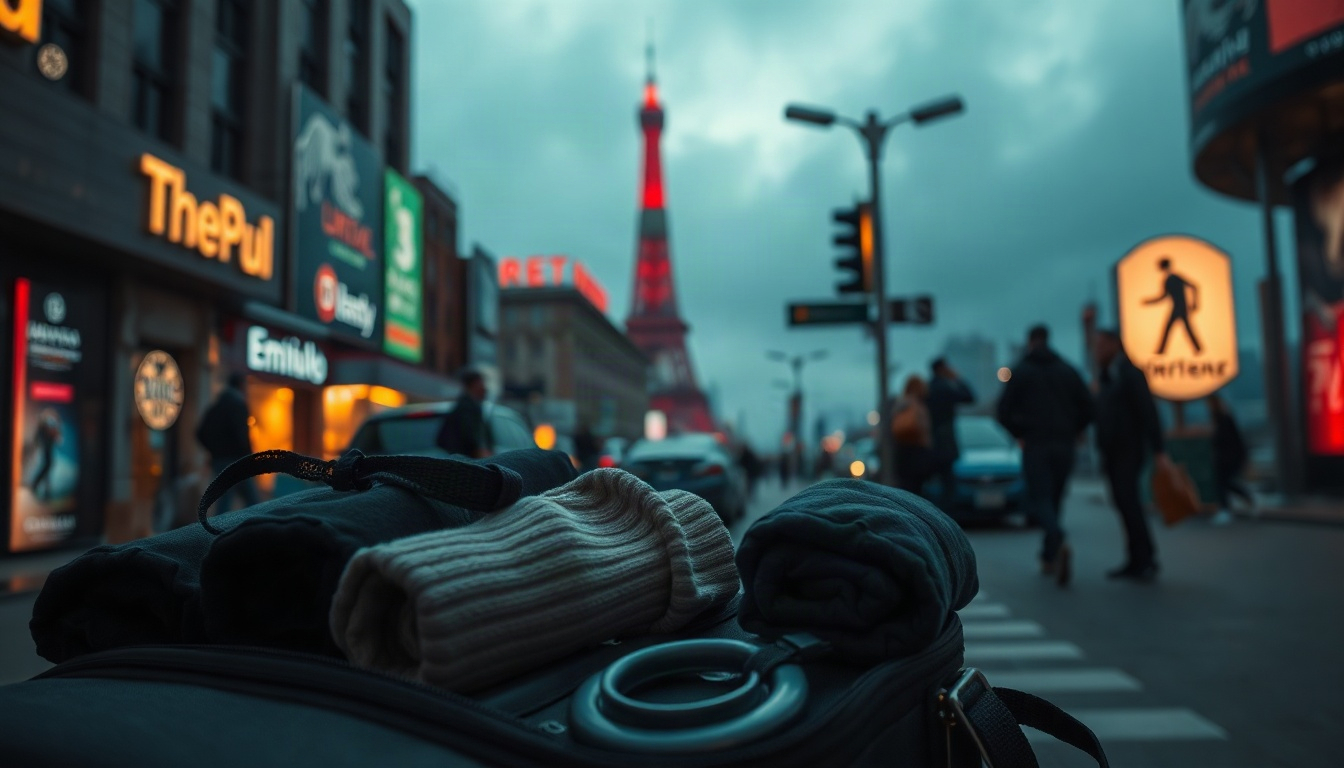 여행 준비물 - product shot of neatly organized travel packing pouches, rolled clothes and mini toiletry bottles inside open carry-on suitcase, travel essentials organization