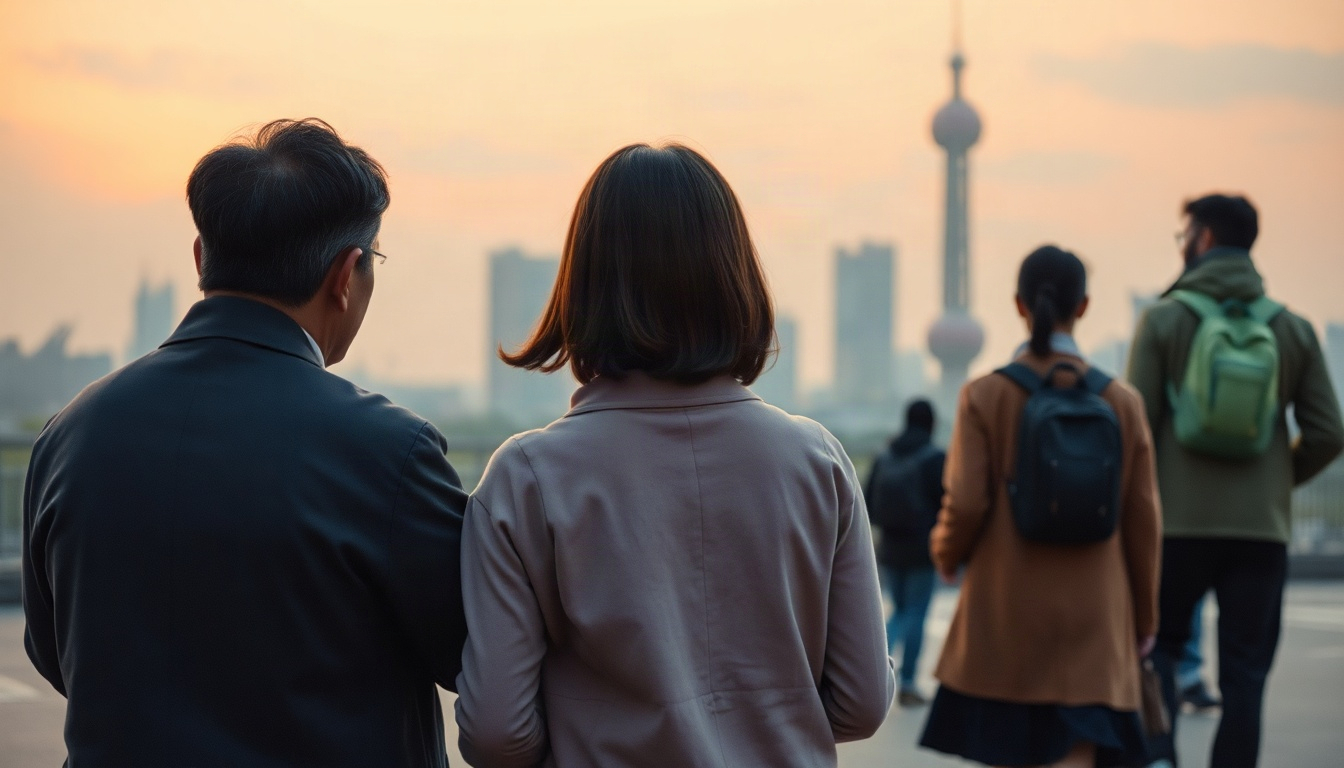 가족 여행 - Korean family travel full body shot with face visible, grandparents parents and child walking together on scenic riverside path in early winter, warm cozy mood