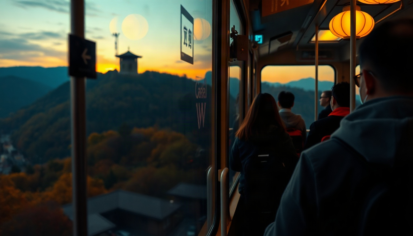 지역사랑 철도여행 - scenic Korean countryside train traveling through autumn foliage valley, regional rail travel concept, wide landscape shot