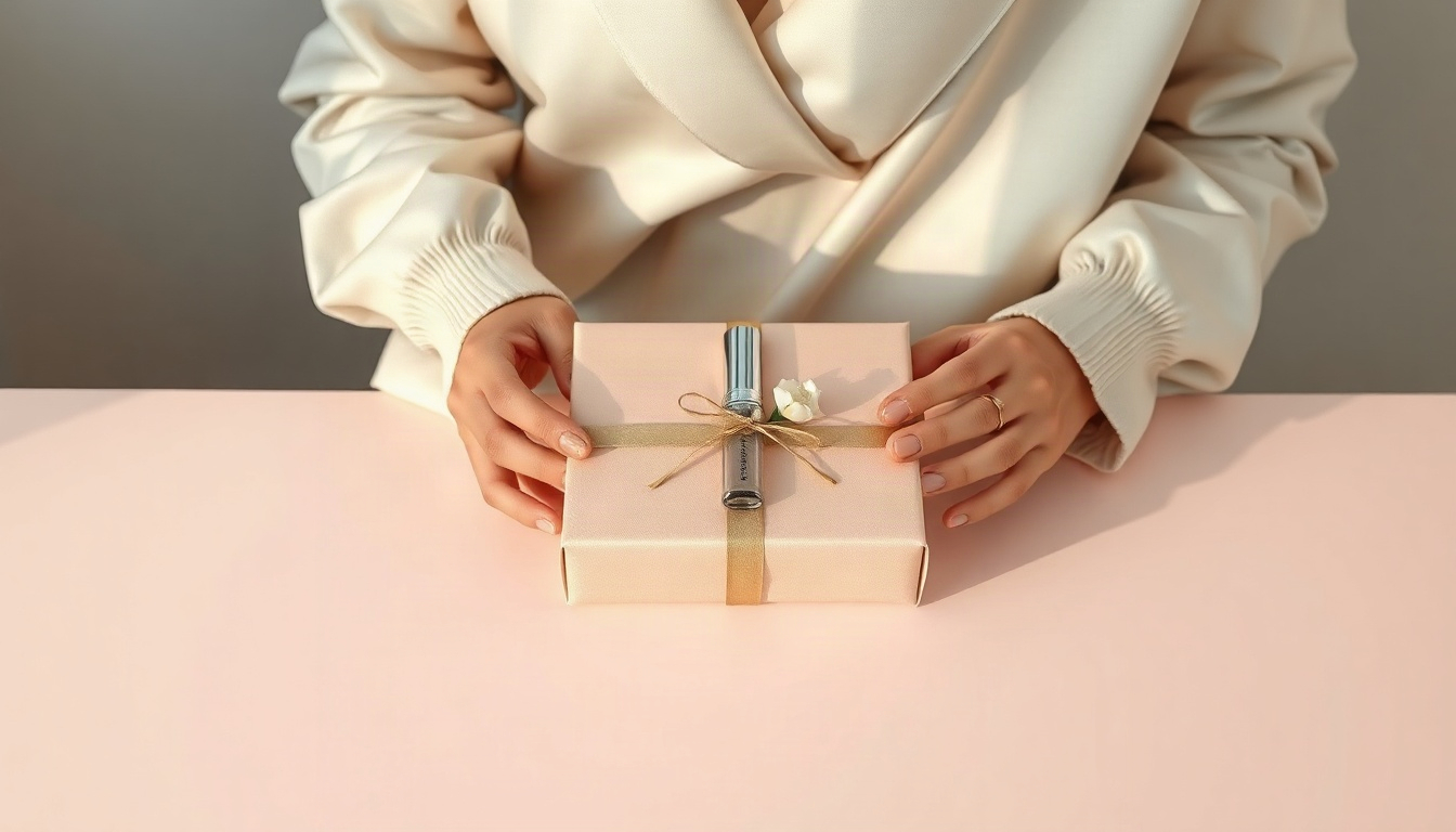 친환경 생활 - Korean woman upper body shot with face visible, wrapping a gift with fabric bojagi cloth for eco friendly living, natural hands, cozy home interior