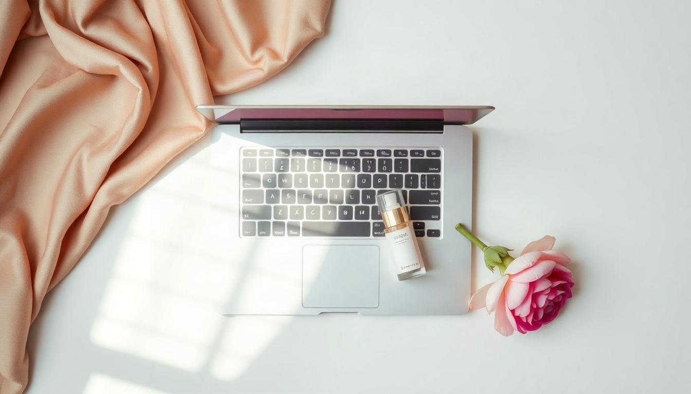 붙어 있는 - overhead view of laptop screen showing graphic design editor with aligned elements on pastel desk, attached elements design layout concept, cozy autumn mood