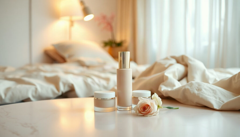 원룸 꾸미기 - cozy small studio apartment interior with beige bedding, warm floor lamp and wooden shelf, autumn one room decorating idea, wide angle view
