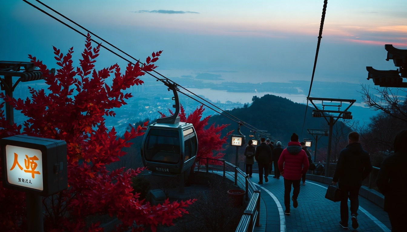 코레일관광네트웍 - autumn view of Geumosan mountain cable car with red foliage, Gumi Korea, korail tourism day trip scenery