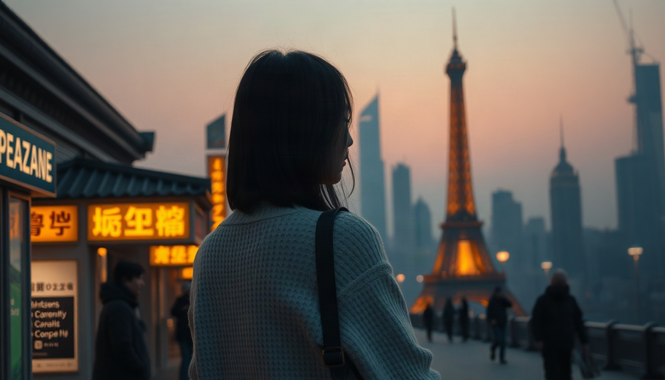 데이트 코디 - Korean woman full body shot with face visible, wearing cream knit cardigan and brown satin midi skirt for autumn date outfit, standing on city street with fall leaves